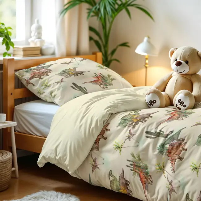 Kinderdekbedovertrek Dino - microvezel - 140x220 + 60x70 cm