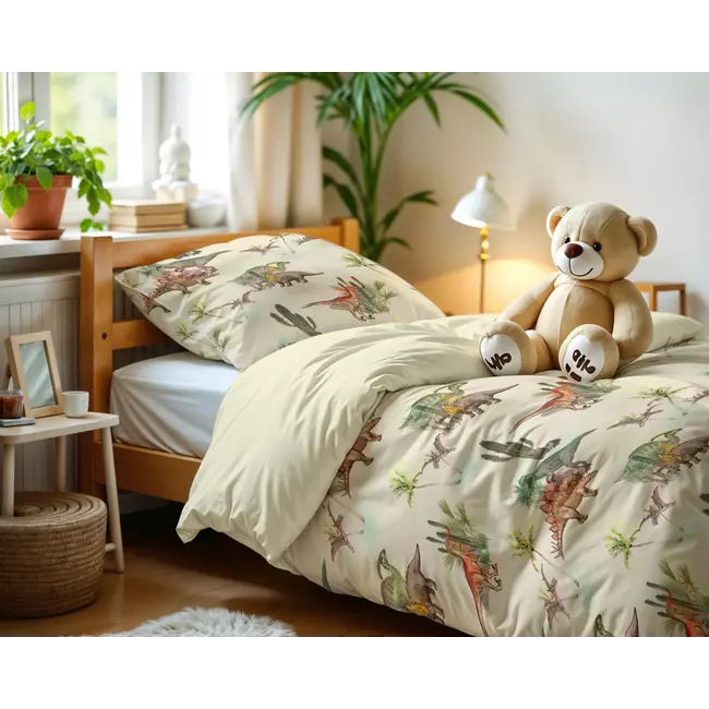 Kinderdekbedovertrek Dino - microvezel - 140x220 + 60x70 cm