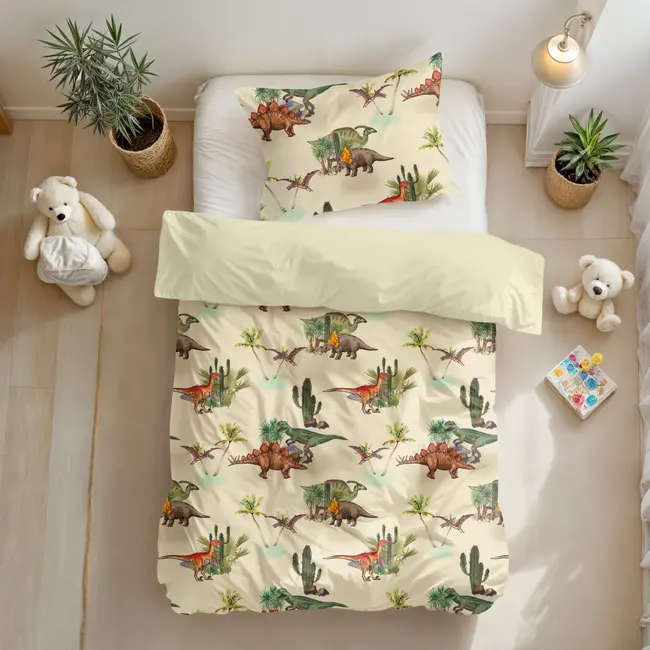 Kinderdekbedovertrek Dino - microvezel - 140x220 + 60x70 cm