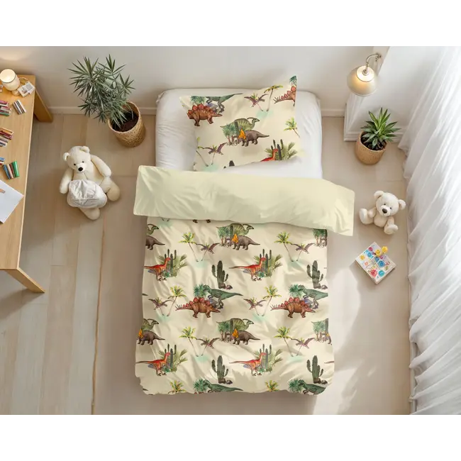 Kinderdekbedovertrek Dino - microvezel - 140x220 + 60x70 cm