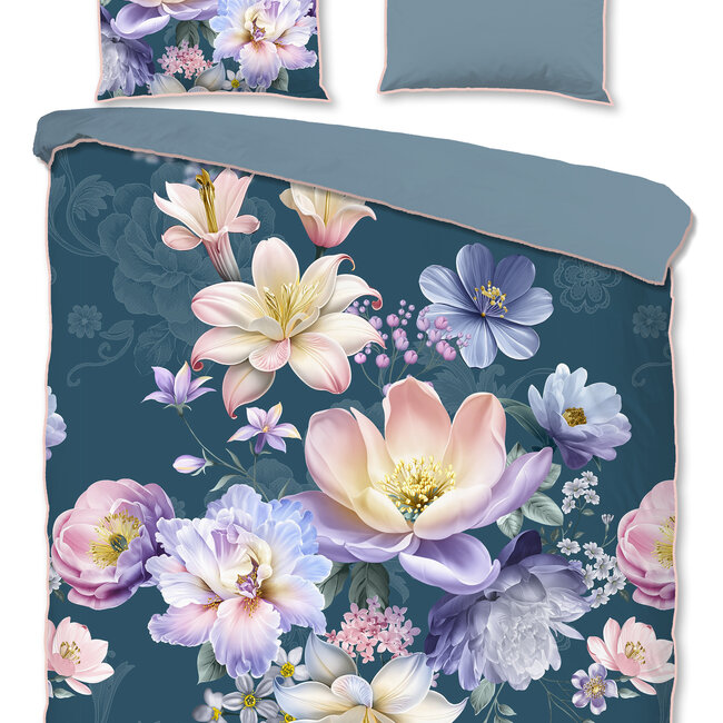 Katoensatijn dekbedovertrek Mirery petrol