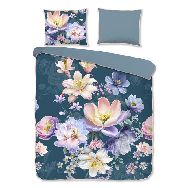 Katoensatijn dekbedovertrek Mirery petrol