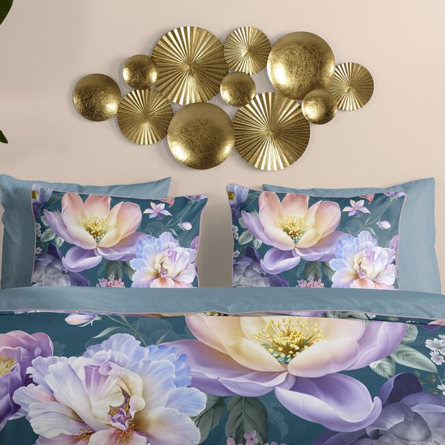 Katoensatijn dekbedovertrek Mirery petrol