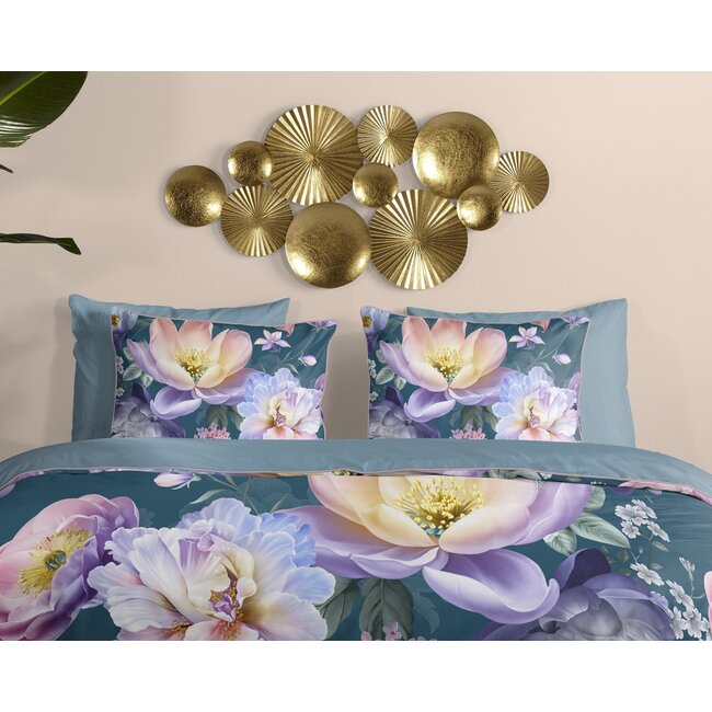 Katoensatijn dekbedovertrek Mirery petrol