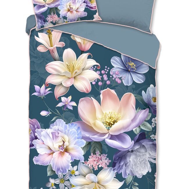 Katoensatijn dekbedovertrek Mirery petrol