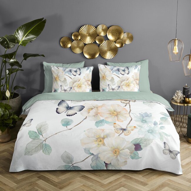 Katoensatijn dekbedovertrek Adiwanya wit