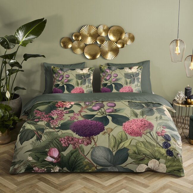 Katoen satijn dekbedovertrek Onaz - groen