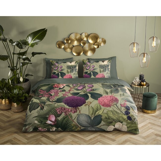 Katoen satijn dekbedovertrek Onaz - groen