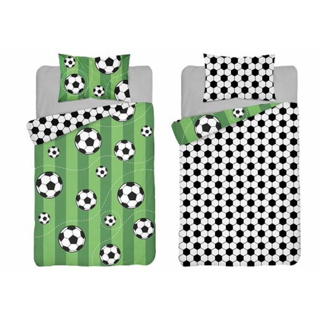 Ledikant dekbedovertrek voetbal - katoen - 100x135 + 40x60 cm