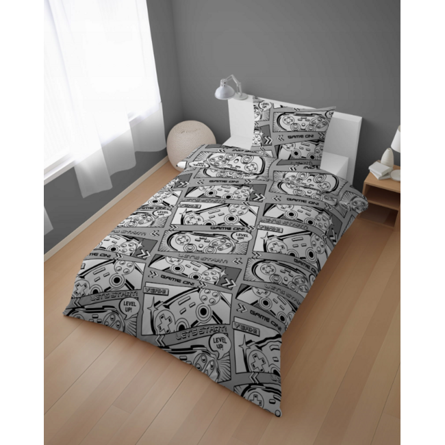 Katoen kinderdekbedovertrek Level Up - 140x200 + 70x80 cm