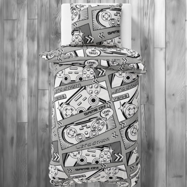 Katoen kinderdekbedovertrek Level Up - 140x200 + 70x80 cm