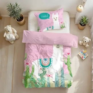 Little Monster Kinderdekbedovertrek Hola lama - microvezel - eenpersoons