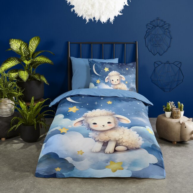 Microvezel kinderdekbedovertrek Sheepy - 140x220 + 60x70 cm