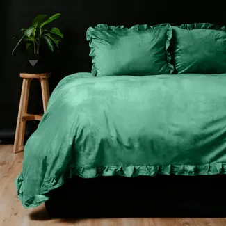 Sleeptime Velvet dekbedovertrek ruffles - groen