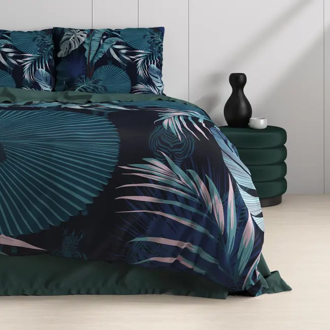 Katoen satijn dekbedovertrek Edvard - Blauw