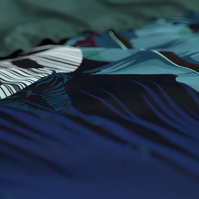 Katoen satijn dekbedovertrek Edvard - Blauw