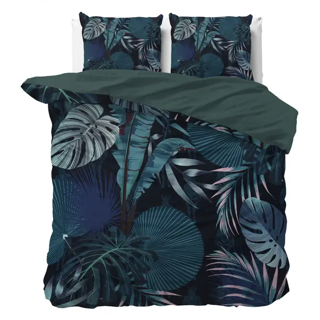 Katoen satijn dekbedovertrek Edvard - Blauw