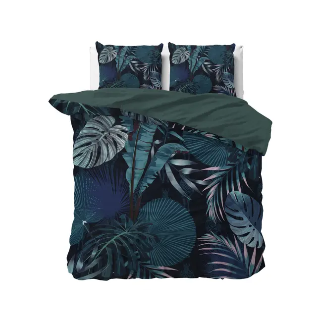 Katoen satijn dekbedovertrek Edvard - Blauw