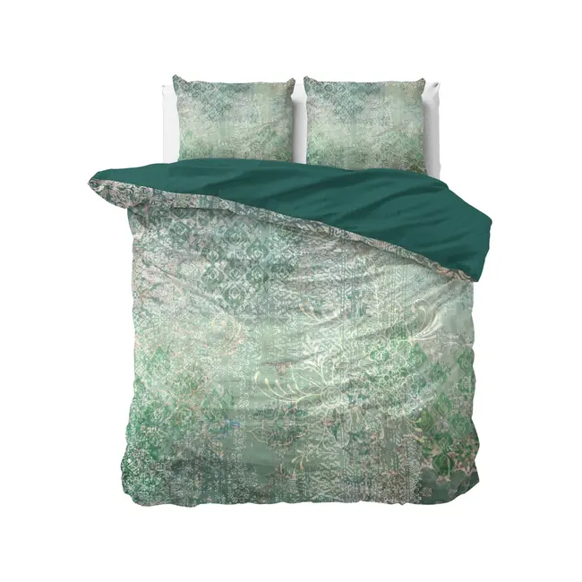 Katoen satijn dekbedovertrek Dakar - Groen