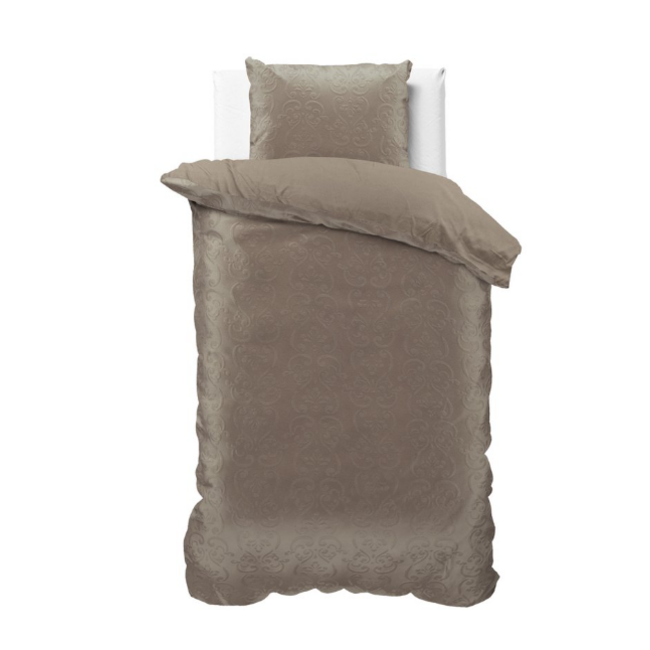 Velvet dekbedovertrek Sultan - embossed - taupe - 140x220 + 60x70cm