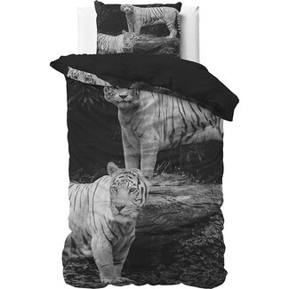 Sleeptime Katoen dekbedovertrek grijze tijgers - zwart