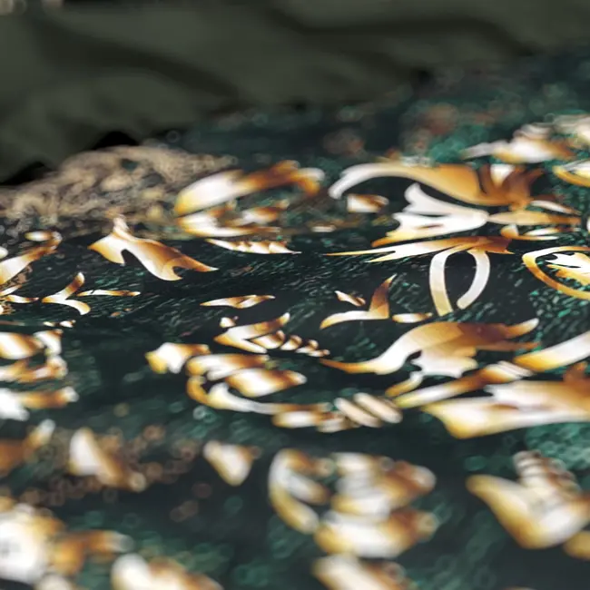 Katoensatijn dekbedovertrek Nairobi - groen