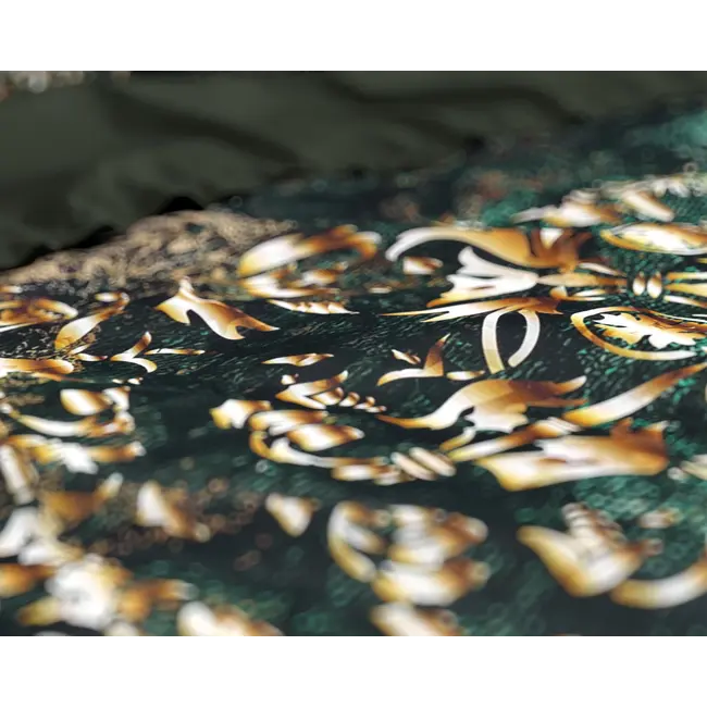 Katoensatijn dekbedovertrek Nairobi - groen