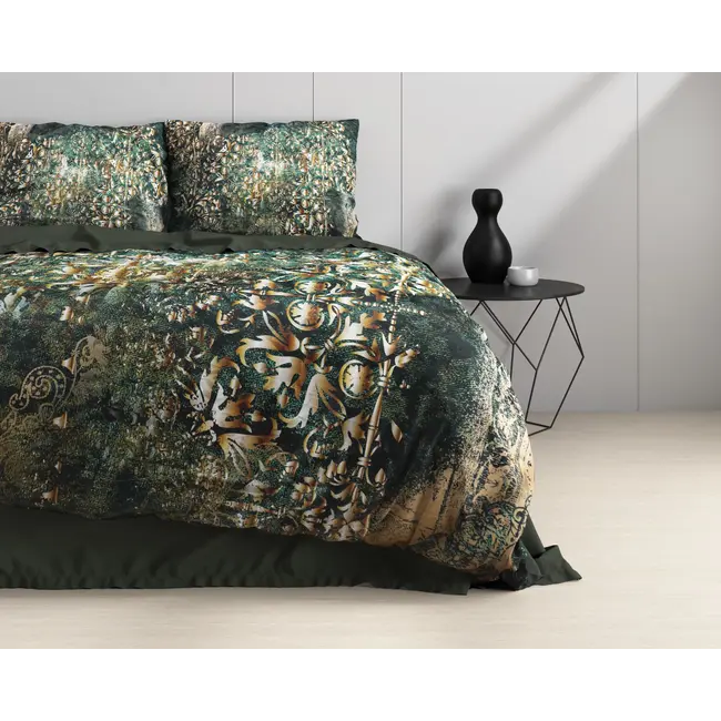 Katoensatijn dekbedovertrek Nairobi - groen