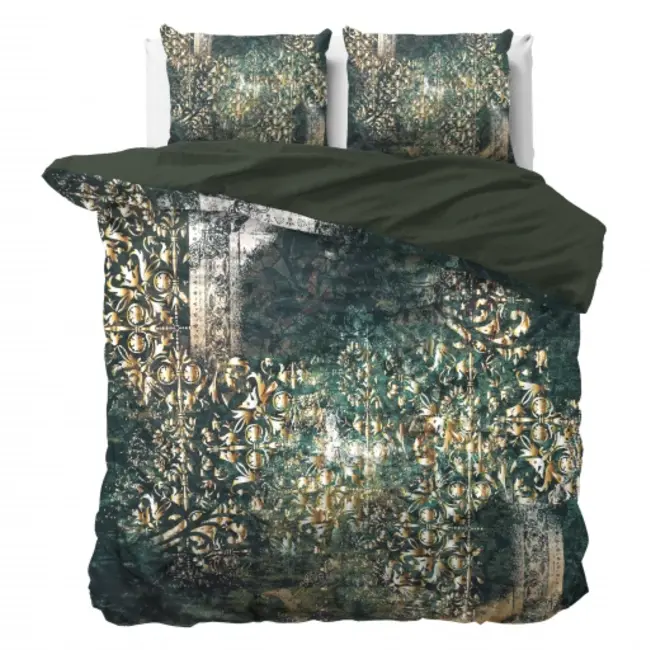 Katoensatijn dekbedovertrek Nairobi - groen