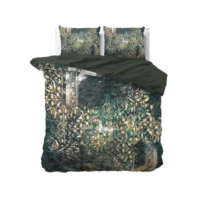 Katoensatijn dekbedovertrek Nairobi - groen