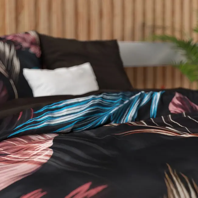 Katoen satijn dekbedovertrek Isabella - Zwart