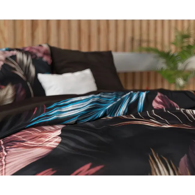 Katoen satijn dekbedovertrek Isabella - Zwart