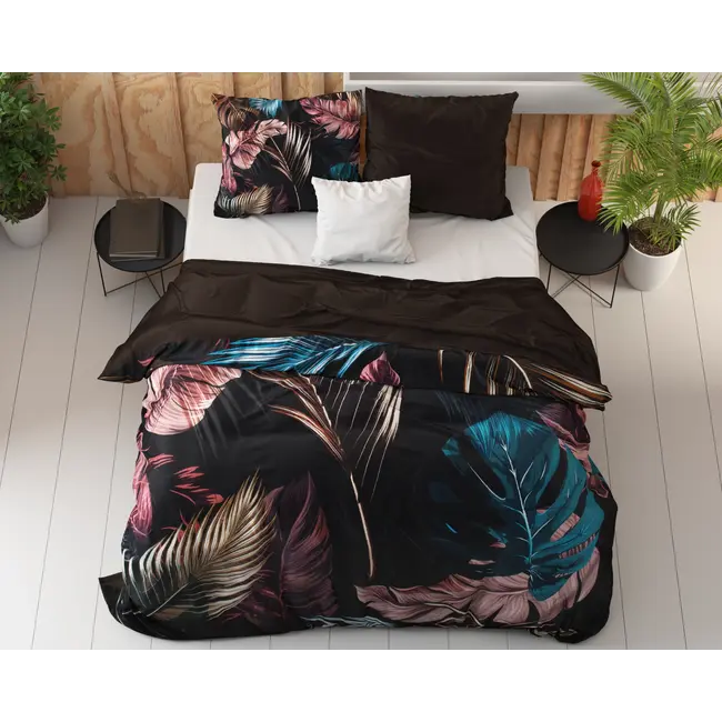 Katoen satijn dekbedovertrek Isabella - Zwart