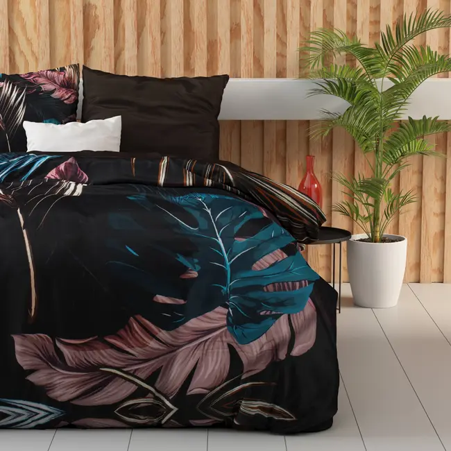 Katoen satijn dekbedovertrek Isabella - Zwart