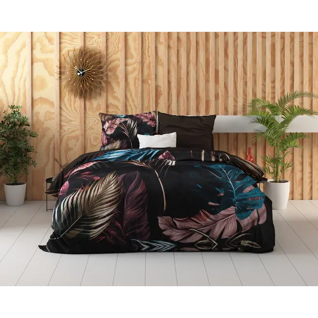 Katoen satijn dekbedovertrek Isabella - Zwart