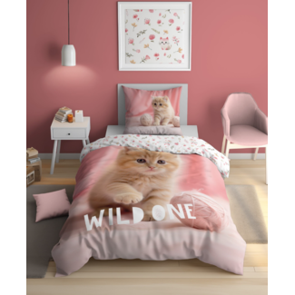 Holland Glow in the dark kinderdekbedovertrek Kitten Wild One - katoen - eenpersoons