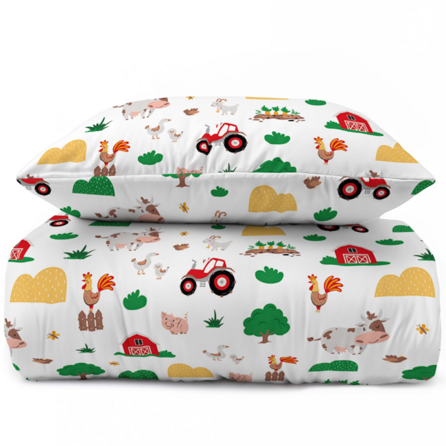 Katoen dekbedovertrek Boerderij - 140x200 + 70x80 cm