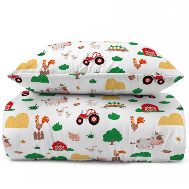 Katoen dekbedovertrek Boerderij - 140x200 + 70x80 cm