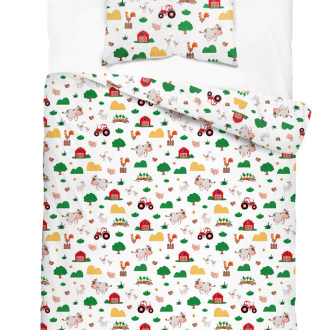 Katoen dekbedovertrek Boerderij - 140x200 + 70x80 cm
