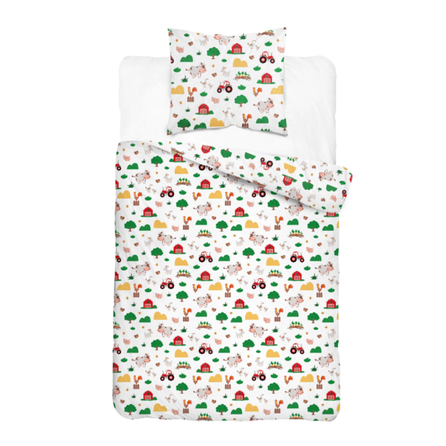 Katoen dekbedovertrek Boerderij - 140x200 + 70x80 cm