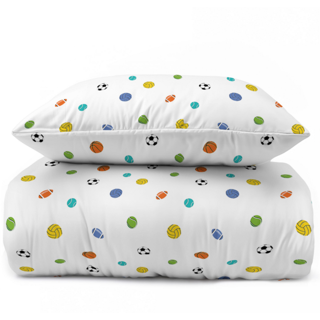 Dekbedovertrek Sportballen - Katoen - 140x200 + 70x80 cm