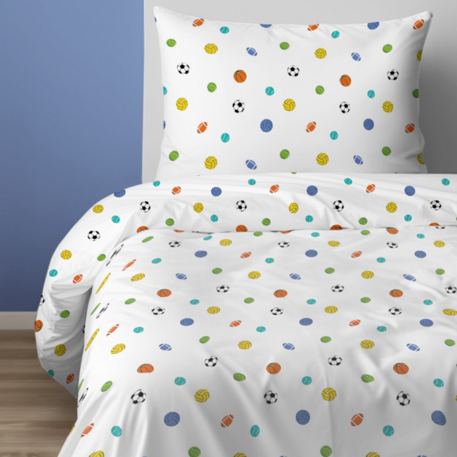 Dekbedovertrek Sportballen - Katoen - 140x200 + 70x80 cm