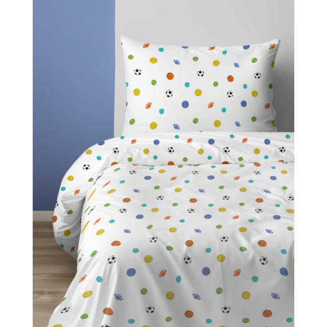 Dekbedovertrek Sportballen - Katoen - 140x200 + 70x80 cm