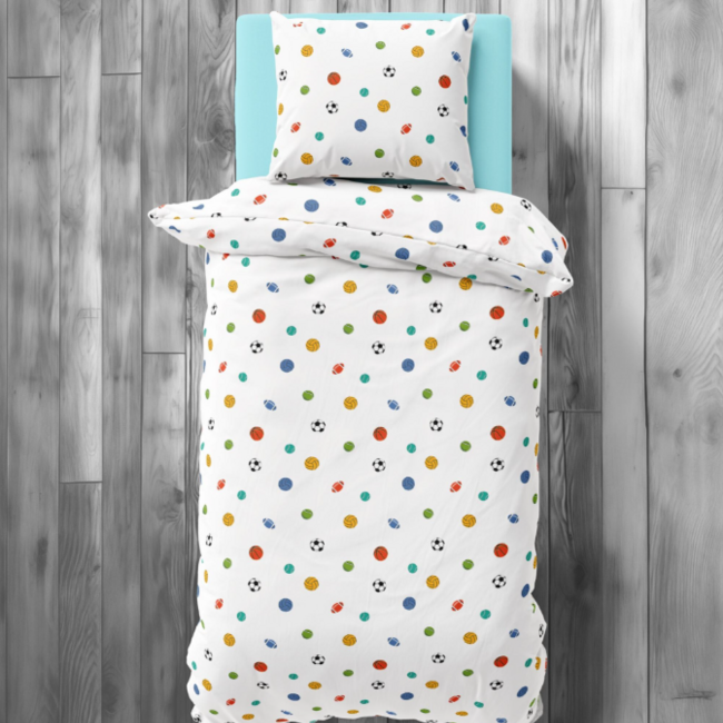 Dekbedovertrek Sportballen - Katoen - 140x200 + 70x80 cm