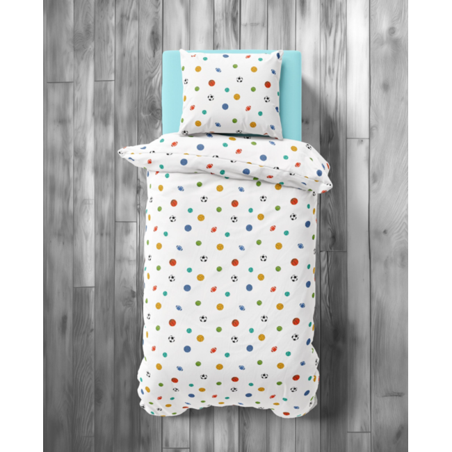 Dekbedovertrek Sportballen - Katoen - 140x200 + 70x80 cm