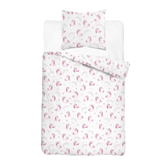 Xoxo Katoen dekbedovertrek met Unicorn Roze - eenpersoons