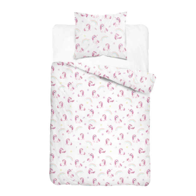 Katoen dekbedovertrek met Unicorn Roze - 140x200 + 70x80 cm