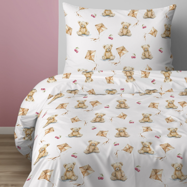 Katoen dekbedovertrek Beertje en Vlieger - 140x200 + 70x80 cm