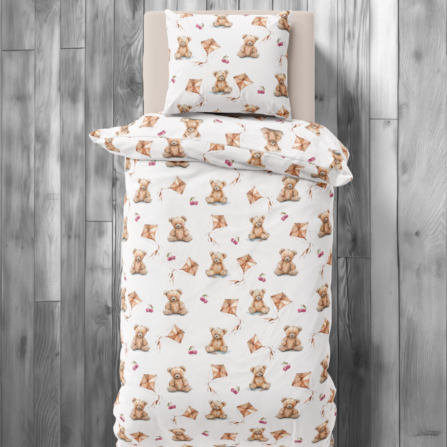 Katoen dekbedovertrek Beertje en Vlieger - 140x200 + 70x80 cm