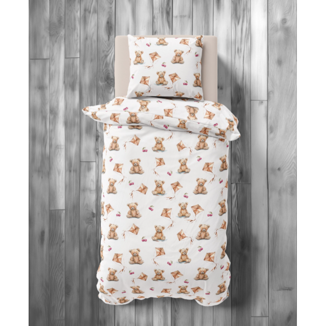 Katoen dekbedovertrek Beertje en Vlieger - 140x200 + 70x80 cm